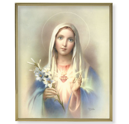 Immaculate Heart of Mary Gold Framed Plaque