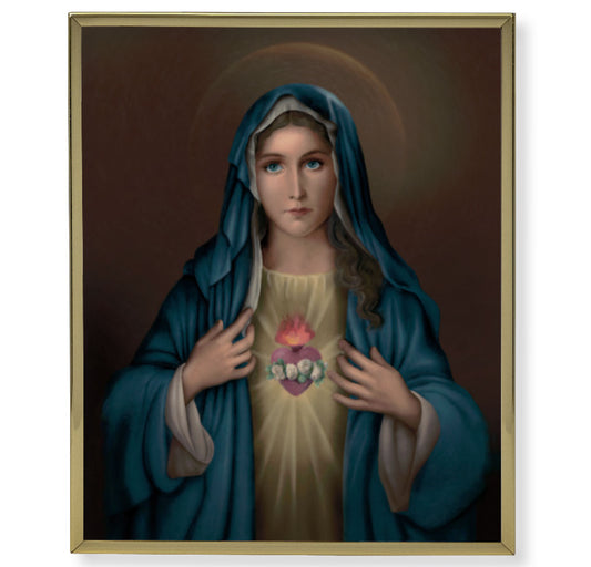 Immaculate Heart of Mary Gold Framed Plaque