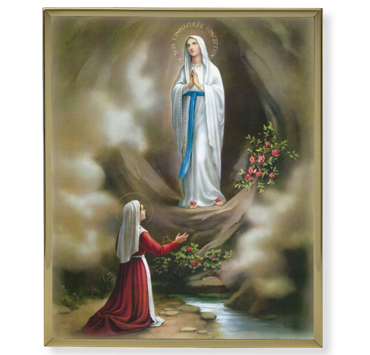 Our Lady of Lourdes Gold Framed Plaque