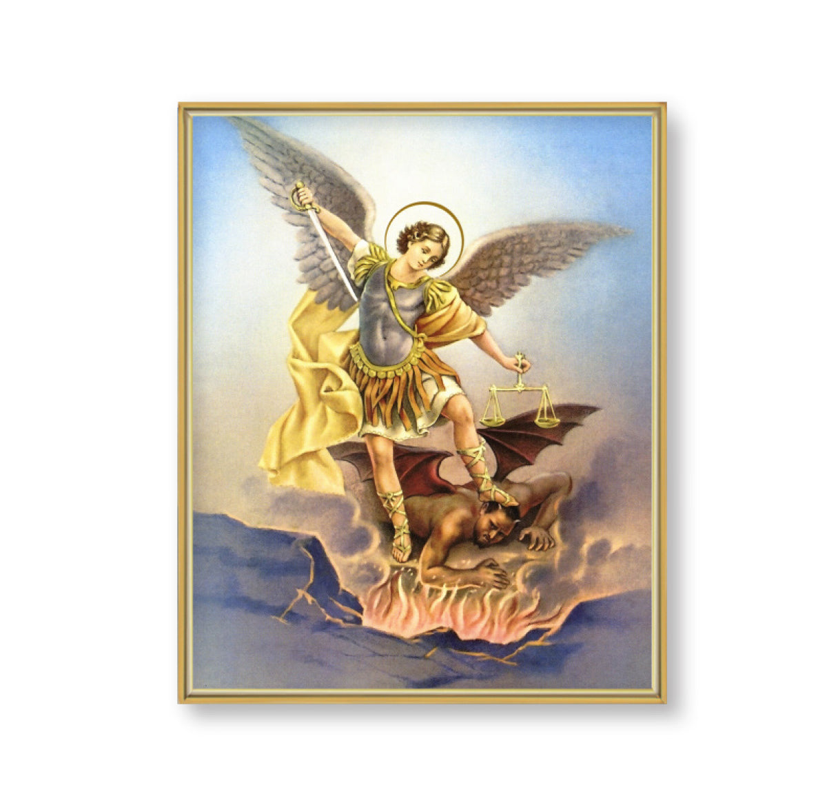 St. Michael Gold Framed Plaque