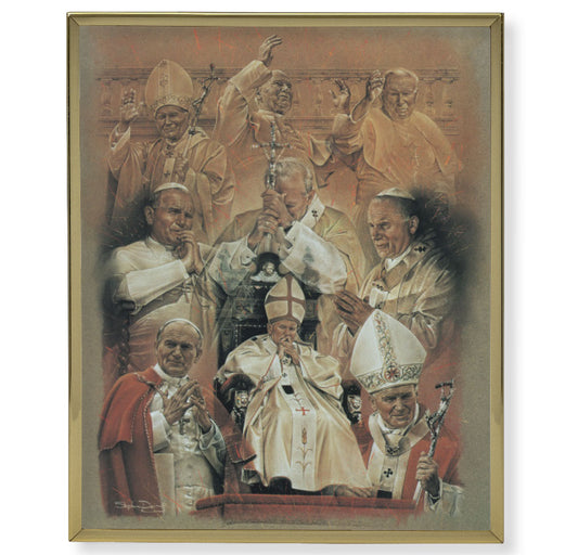 Pope John Paul II Collage Gold Framed Plaque