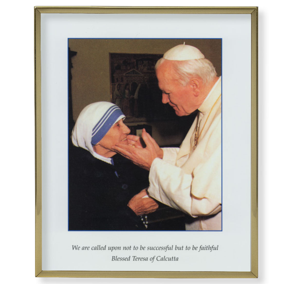 St. John Paul II and St. Teresa of Calcutta Gold Framed Plaque