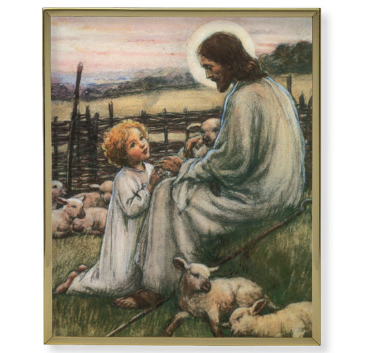 Jesus the Good Shepherd Gold Framed Plaque