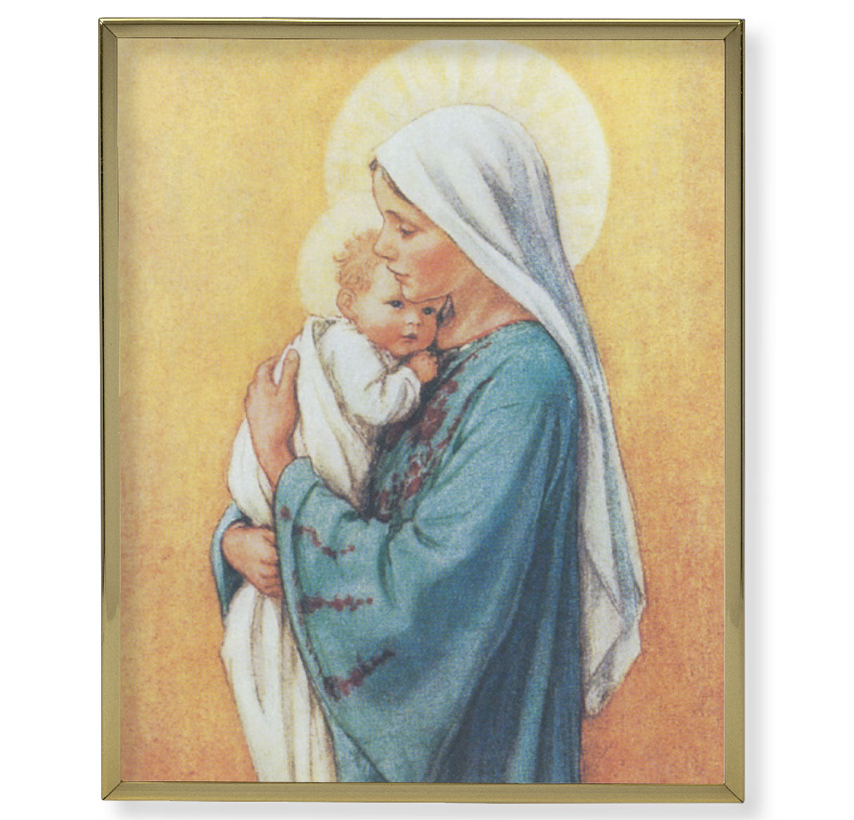 Madonna in Blue Gold Framed Plaque