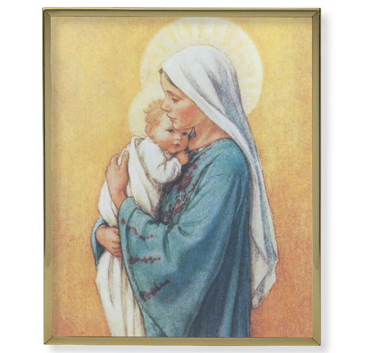 Madonna in Blue Gold Framed Plaque