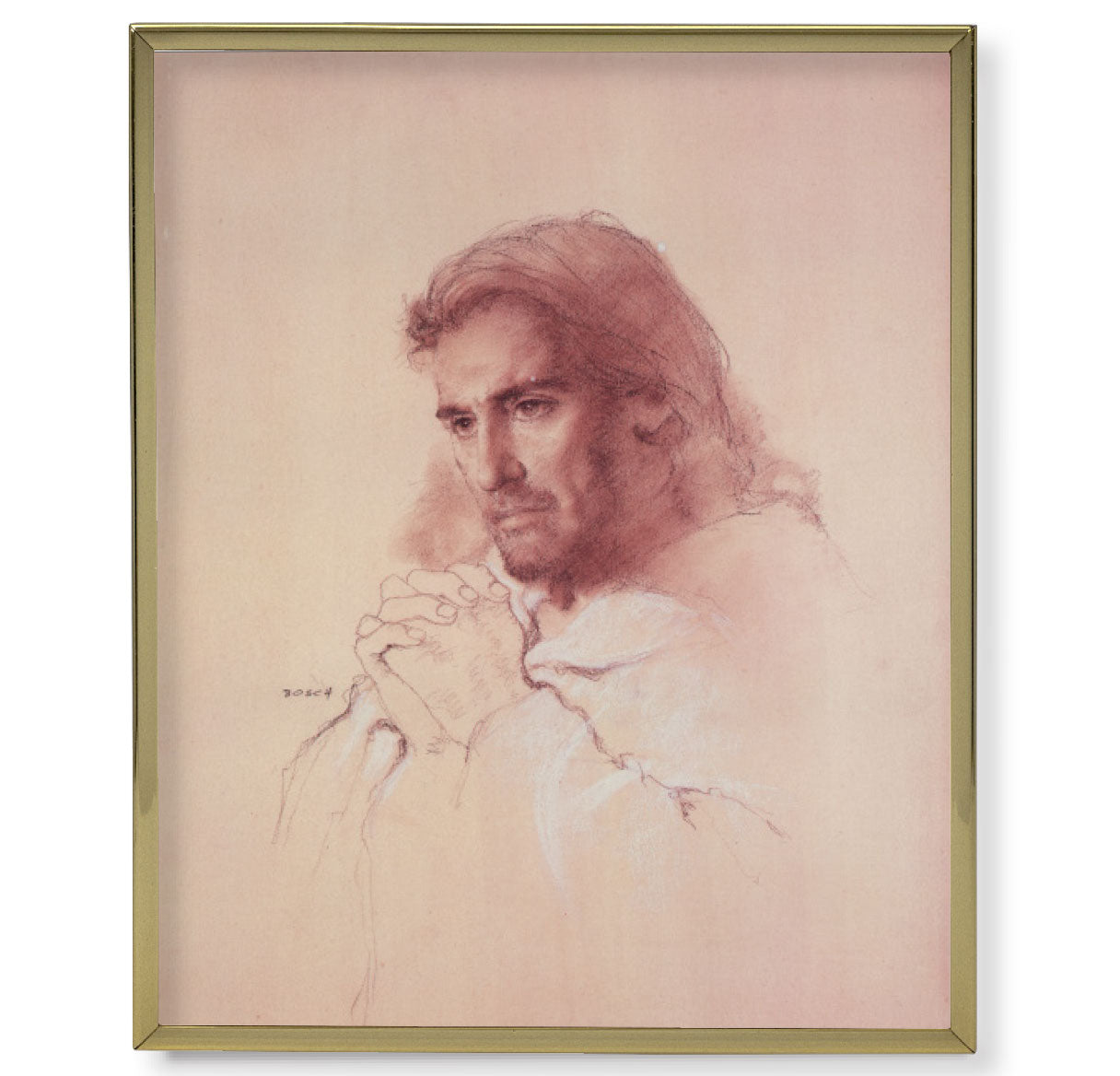 Prayerful Christ Gold Framed Plaque
