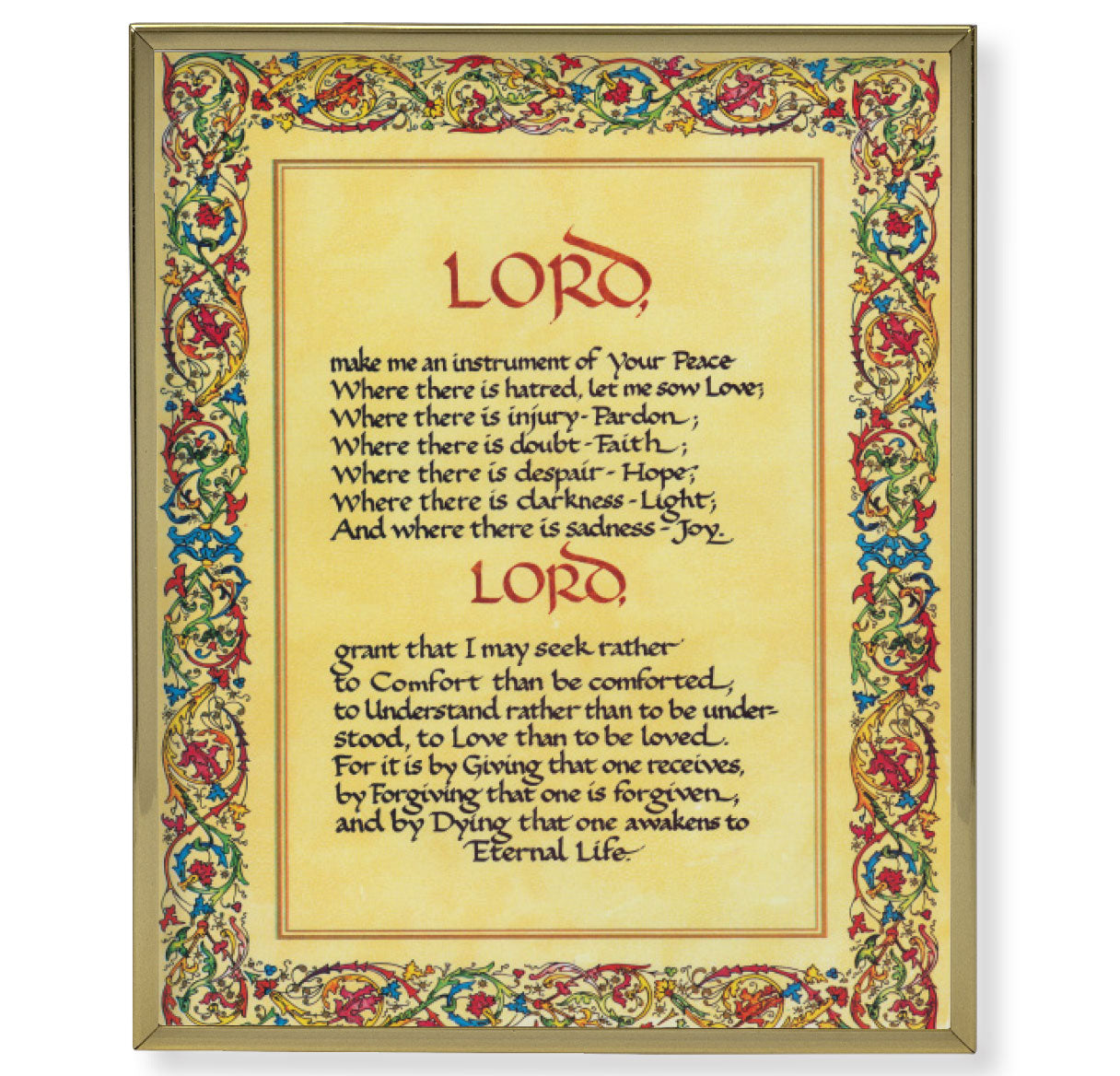 St. Francis Peace Prayer Gold Framed Plaque
