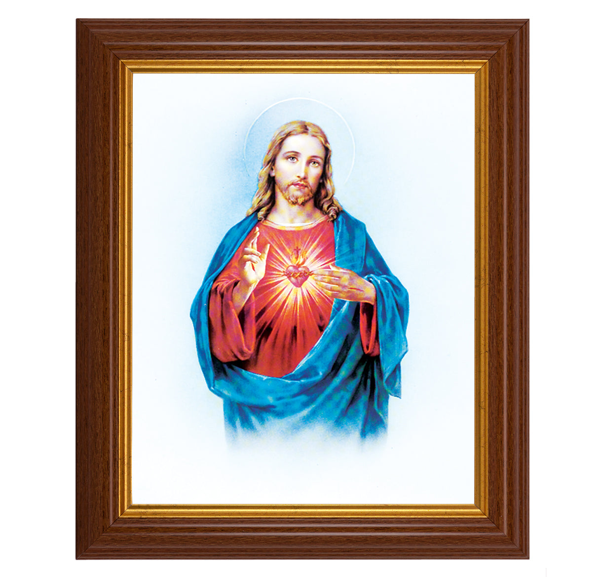 Sacred Heart of Jesus Dark Walnut Framed Art
