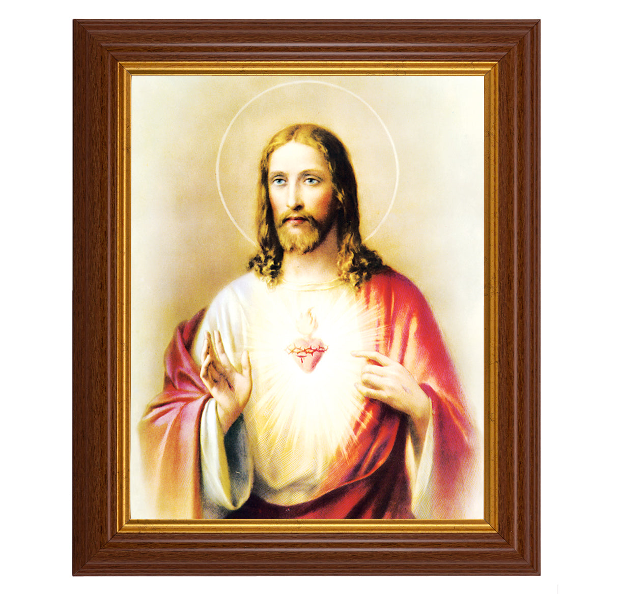 Sacred Heart of Jesus Dark Walnut Framed Art