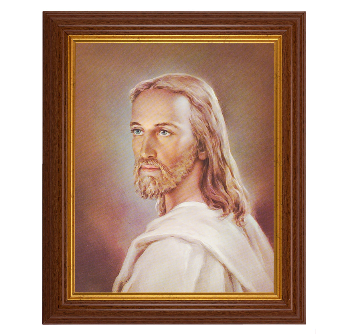 Head of Christ Dark Walnut Framed Art