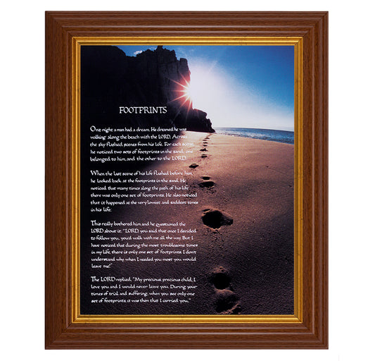 Footprints Dark Walnut Framed Art