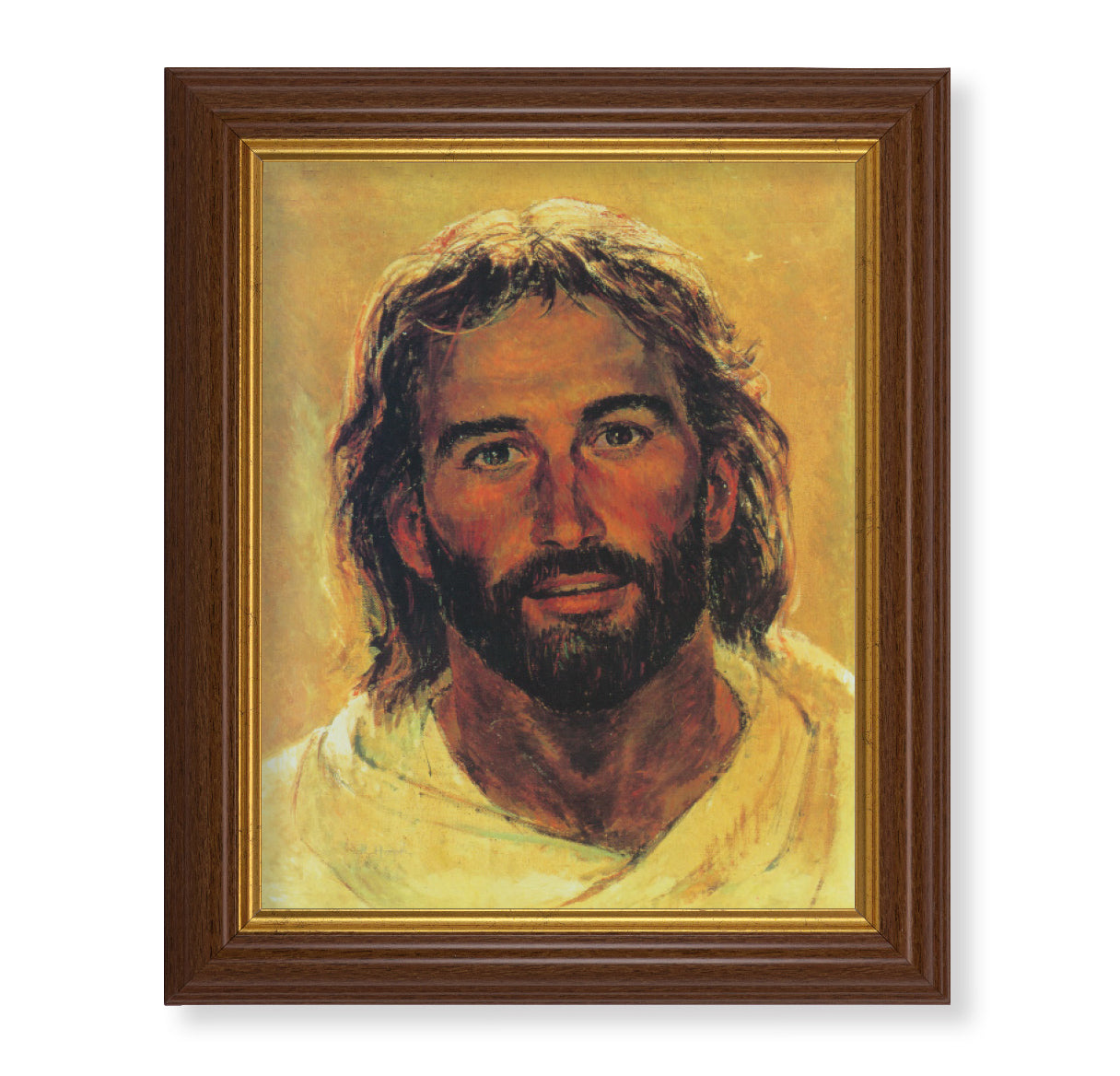 Head of Christ Dark Walnut Framed Art