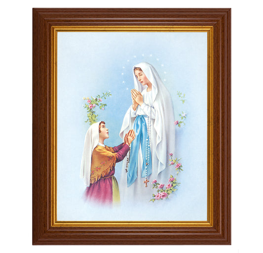Our Lady of Lourdes Dark Walnut Framed Art
