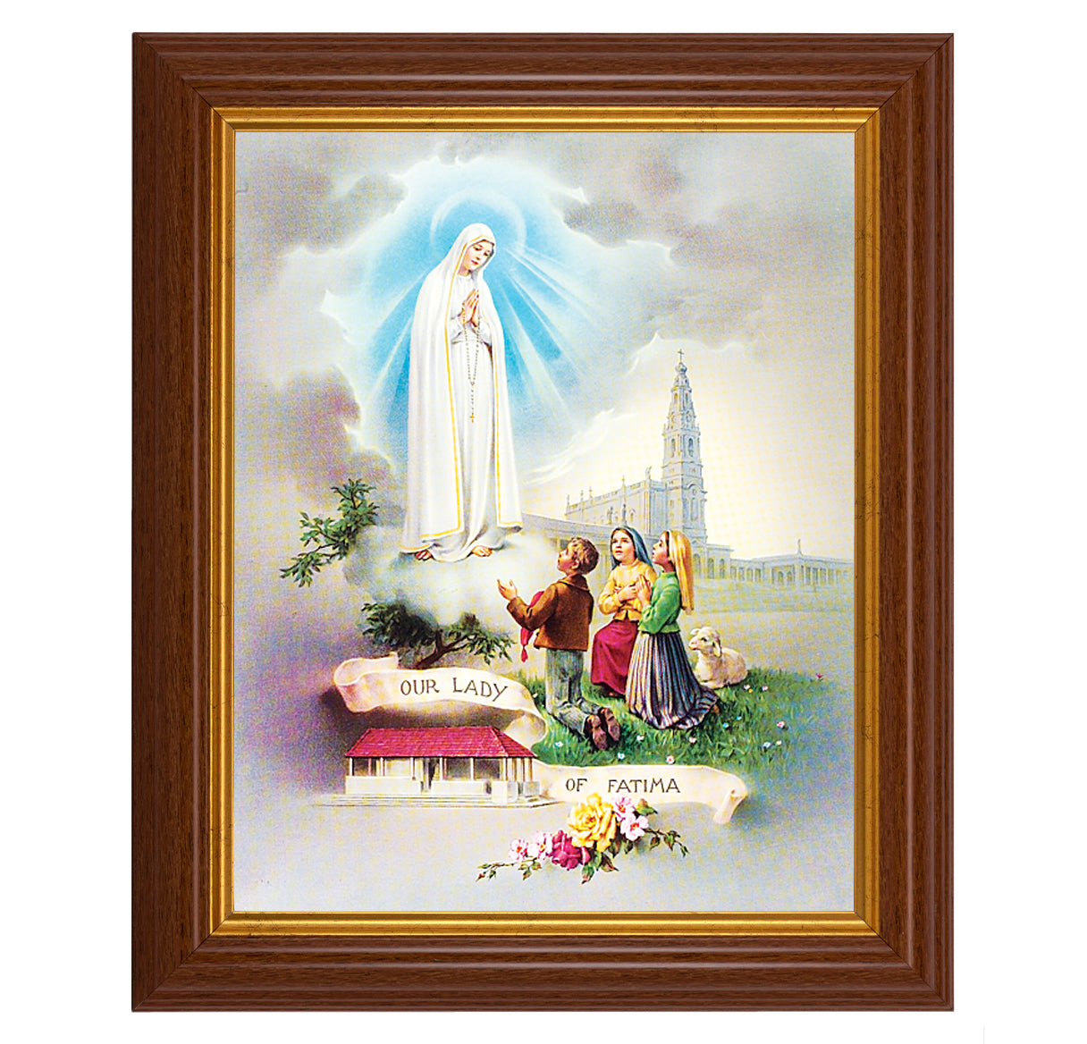 Our Lady of Fatima Dark Walnut Framed Art