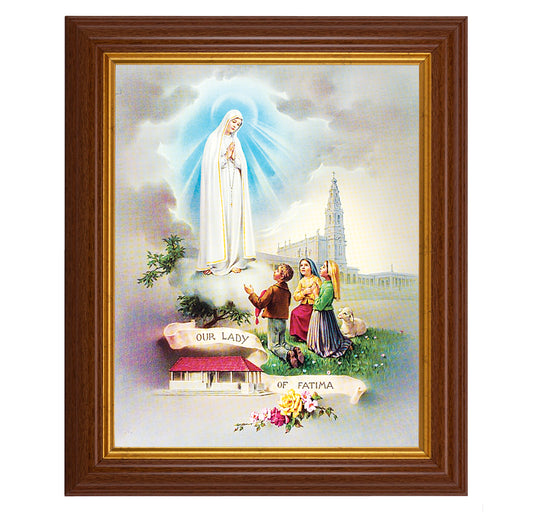 Our Lady of Fatima Dark Walnut Framed Art