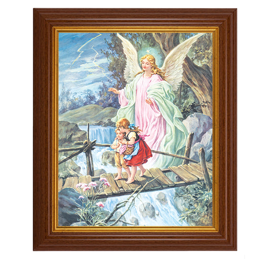 Guardian Angel Dark Walnut Framed Art