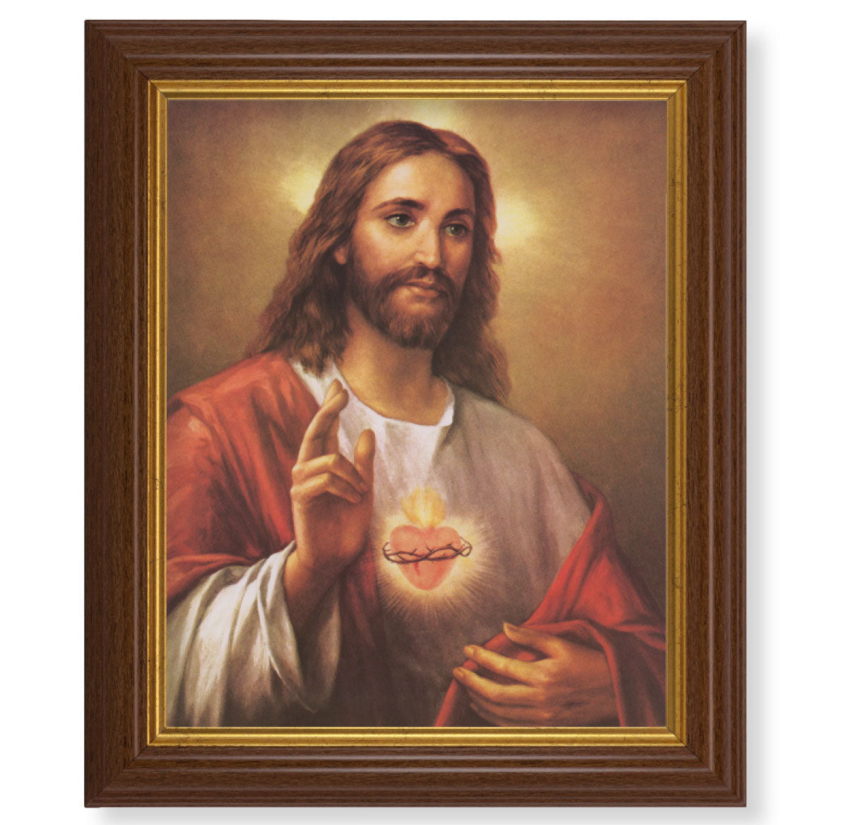 Sacred Heart of Jesus Dark Walnut Framed Art