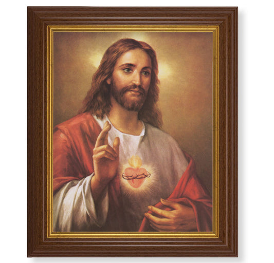 Sacred Heart of Jesus Dark Walnut Framed Art