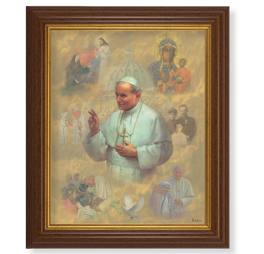 St. Pope John Paul II Dark Walnut Framed Art