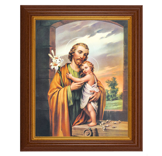 St. Joseph Dark Walnut Framed Art