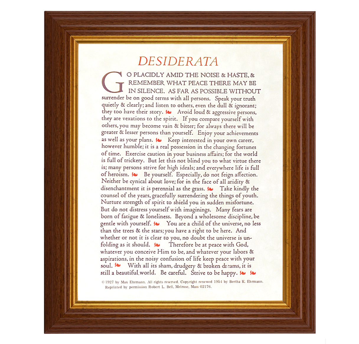 Desiderata Dark Walnut Framed Art