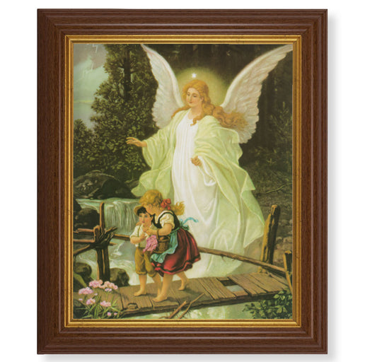 Guardian Angel Dark Walnut Framed Art