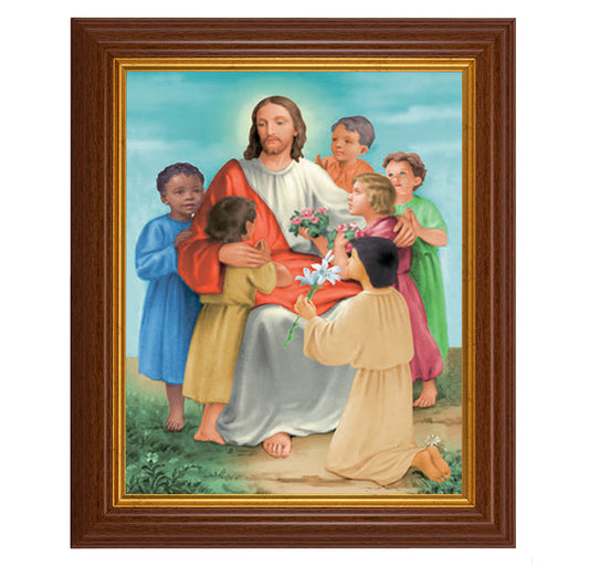 Christ with Children Dark Walnut Framed Art