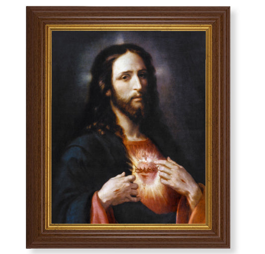 Sacred Heart of Jesus Dark Walnut Framed Art
