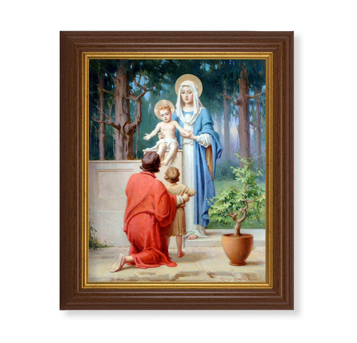 Holy Family with St. John the Baptist Dark Walnut Framed Art