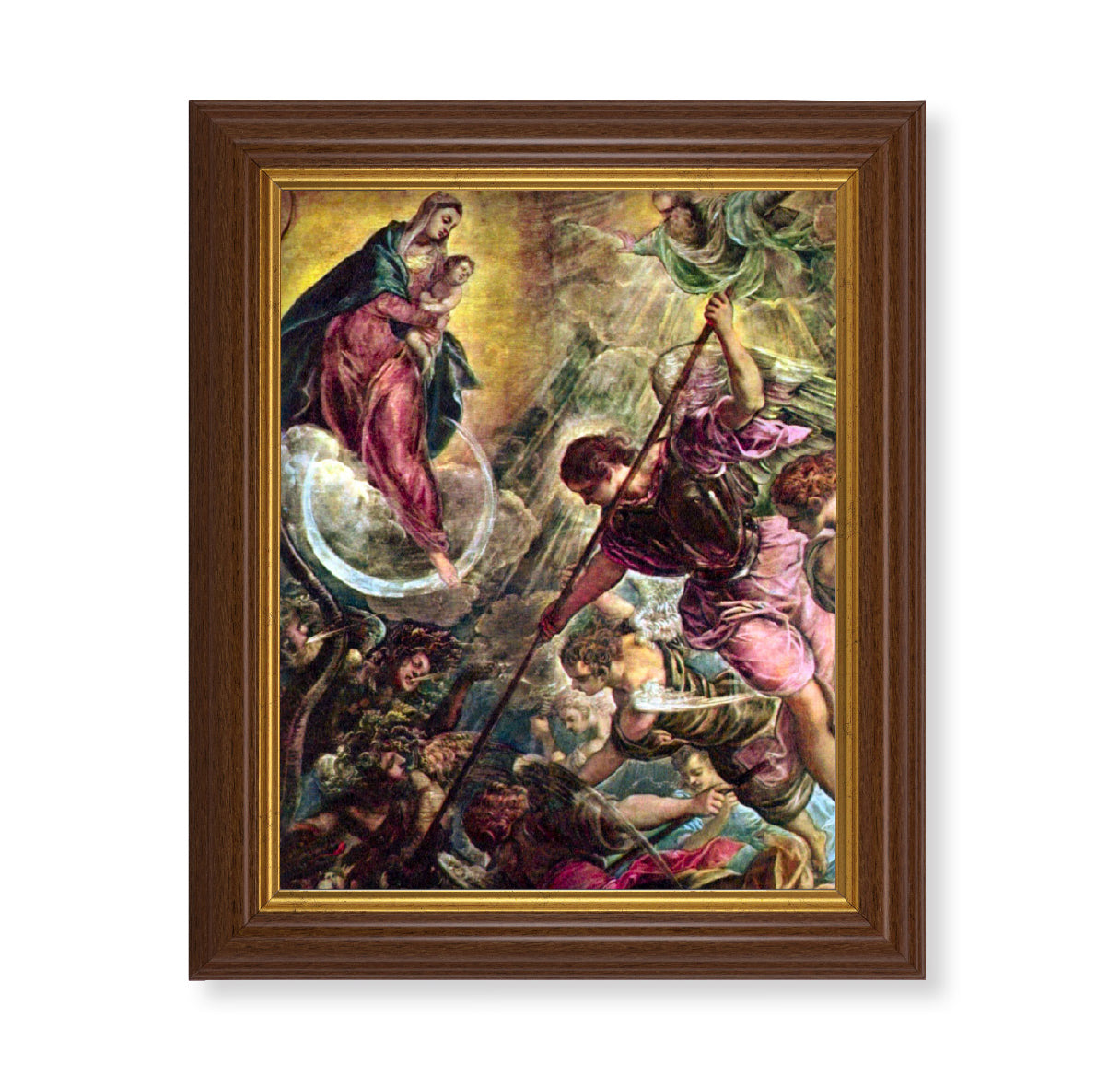 Battle of the Archangel St. Michael Dark Walnut Framed Art
