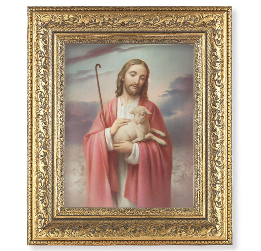 Good Shepherd Gold-Leaf Antique Framed Art