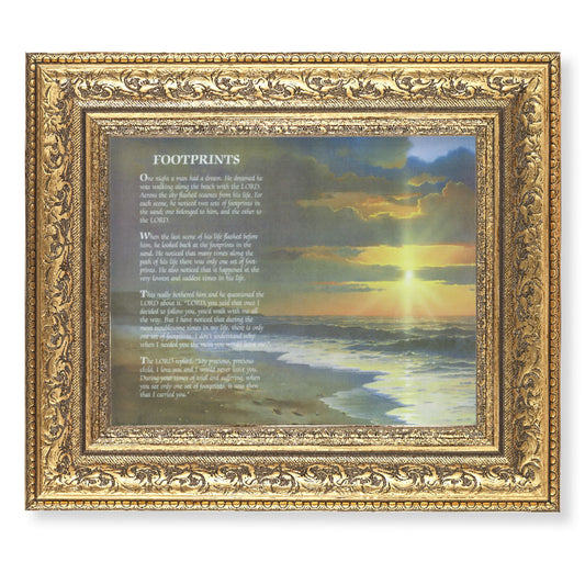Footprints Gold-Leaf Antique Framed Art