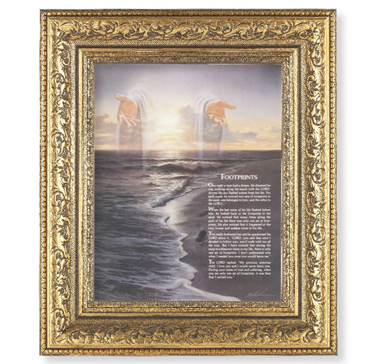 Footprints Gold-Leaf Antique Framed Art
