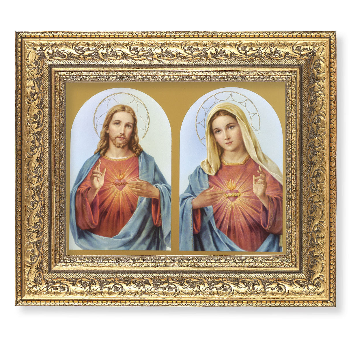 The Sacred Hearts Gold-Leaf Antique Framed Art