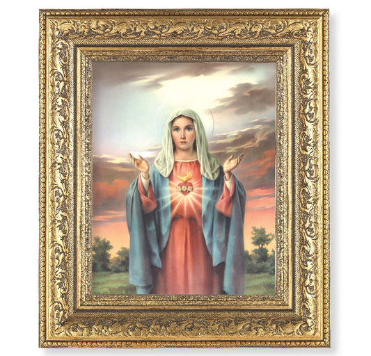 Immaculate Heart of Mary Gold-Leaf Antique Framed Art