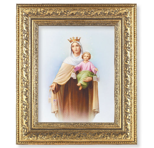 Our Lady of Mount Carmel Gold-Leaf Antique Framed Art