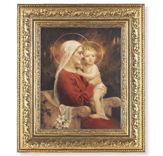 Madonna and Child Gold-Leaf Antique Framed Art