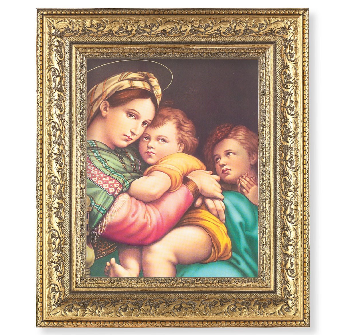 Madonna and Child Gold-Leaf Antique Framed Art