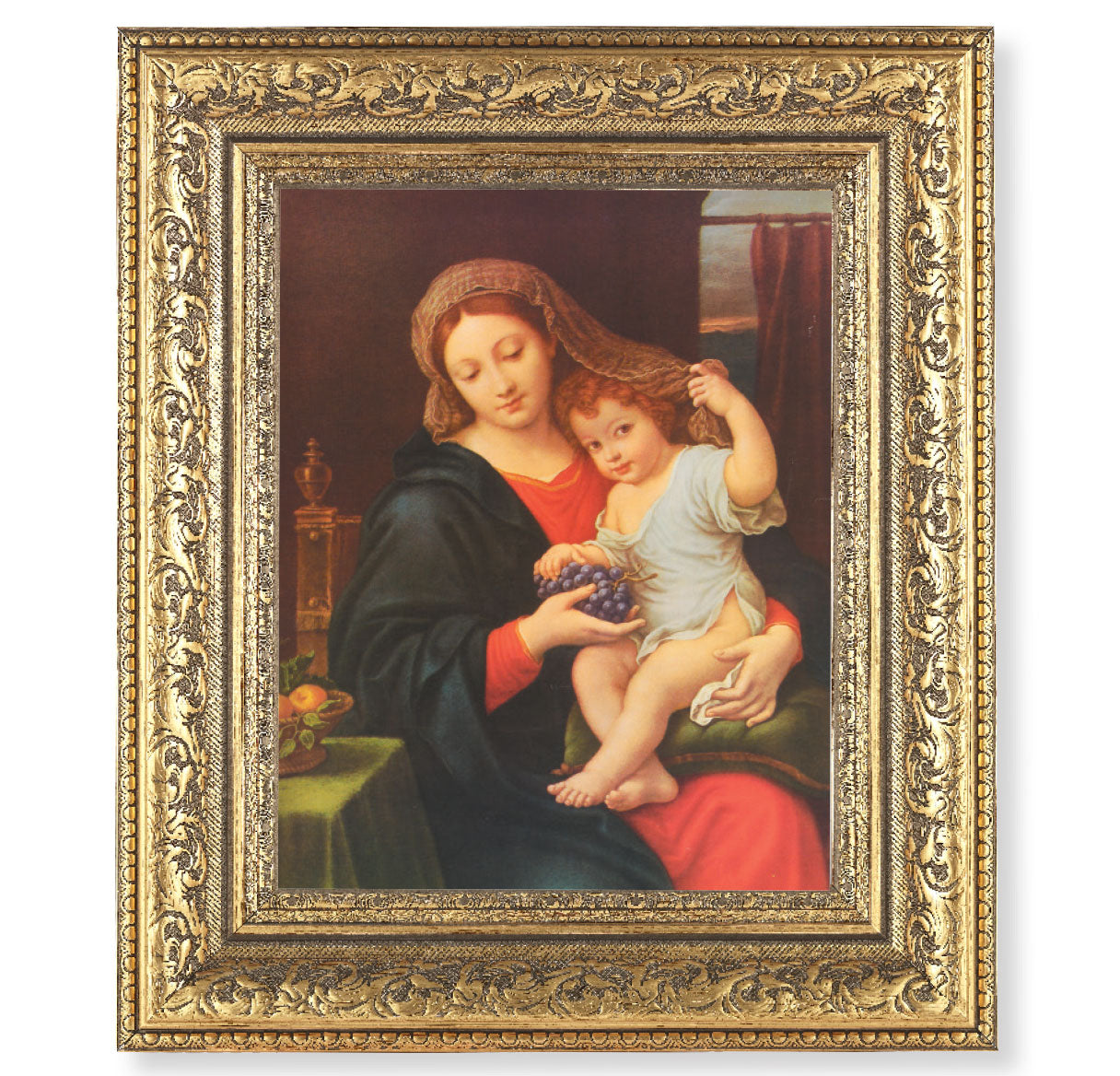Madonna of the Grapes Gold-Leaf Antique Framed Art – The Catholic Shop