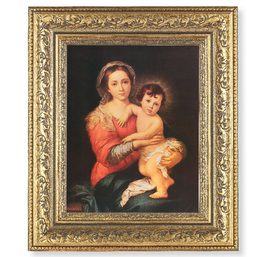 Madonna and Child Gold-Leaf Antique Framed Art