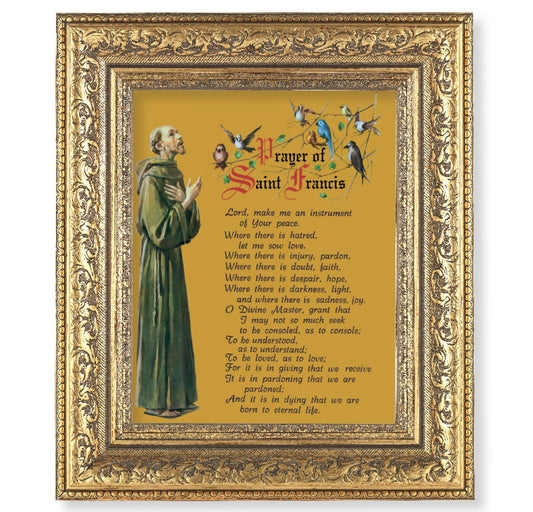 Prayer of St. Francis Gold-Leaf Antique Framed Art