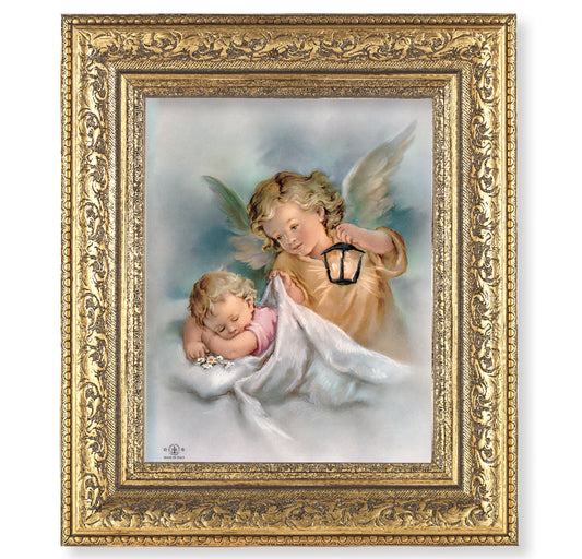 Guardian Angel with Lantern Gold-Leaf Antique Framed Art