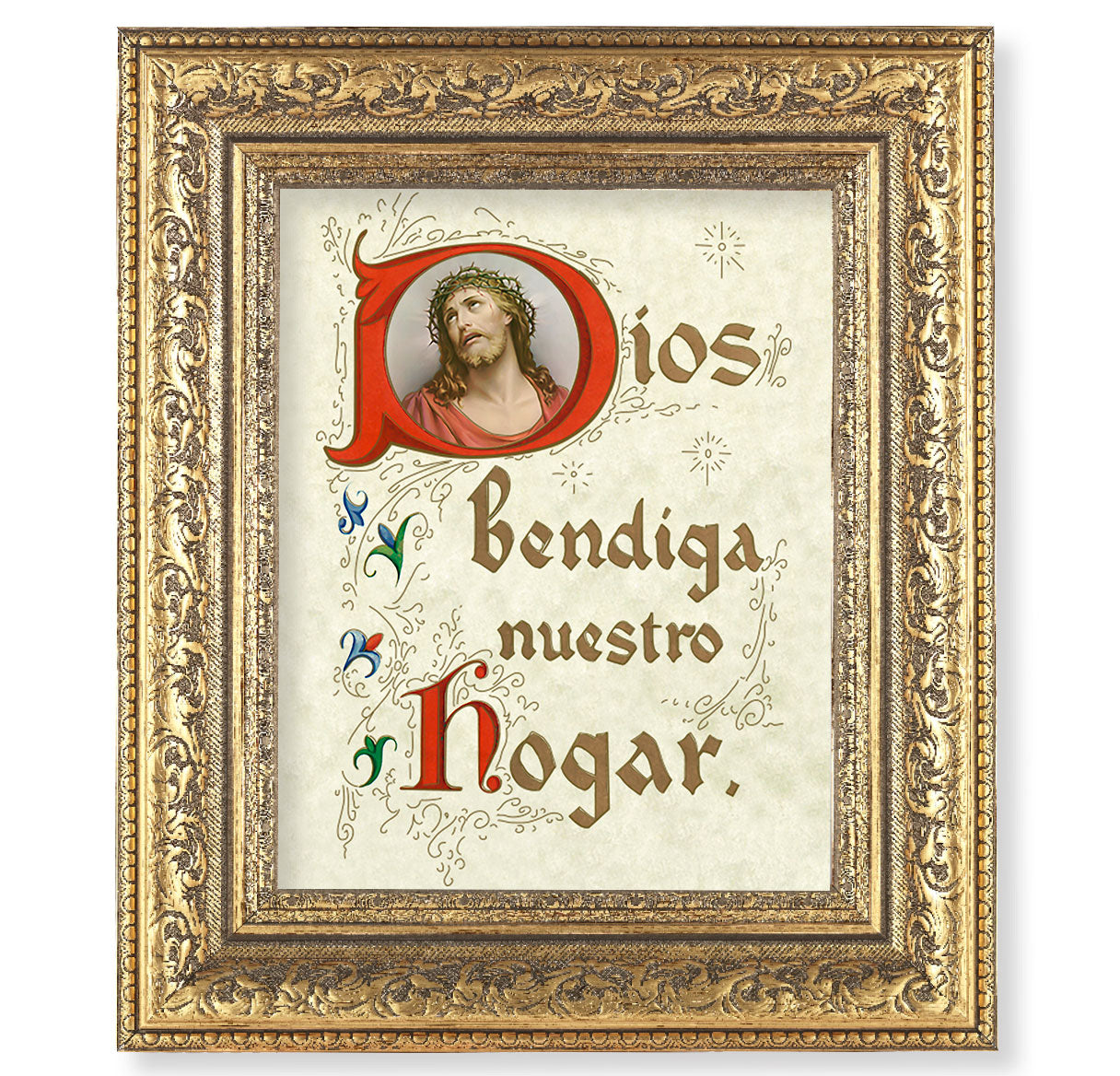A House Blessing (Spanish) Gold-Leaf Antique Framed Art