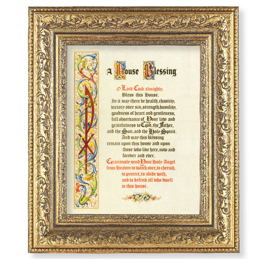 House Blessing Gold-Leaf Antique Framed Art