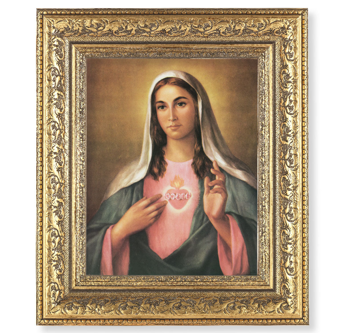 Immaculate Heart of Mary Gold-Leaf Antique Framed Art
