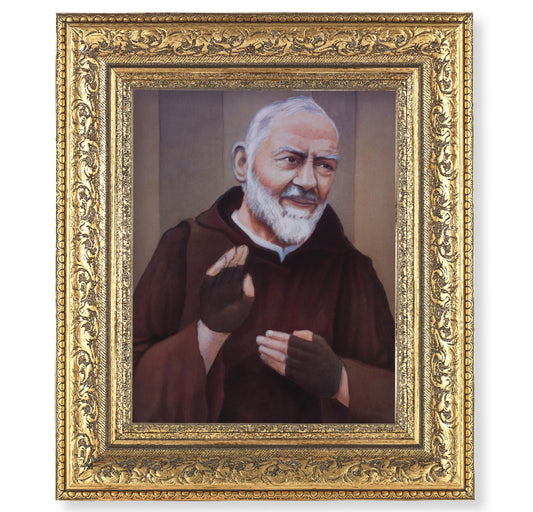 St. Pio Gold-Leaf Antique Framed Art
