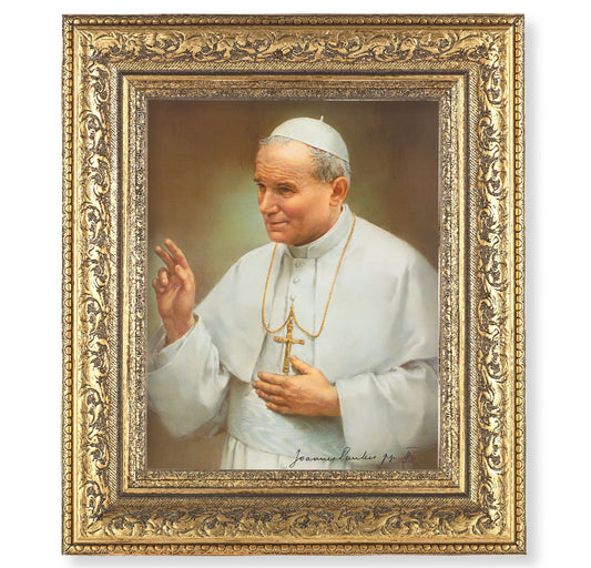 St. John Paul II Gold-Leaf Antique Framed Art
