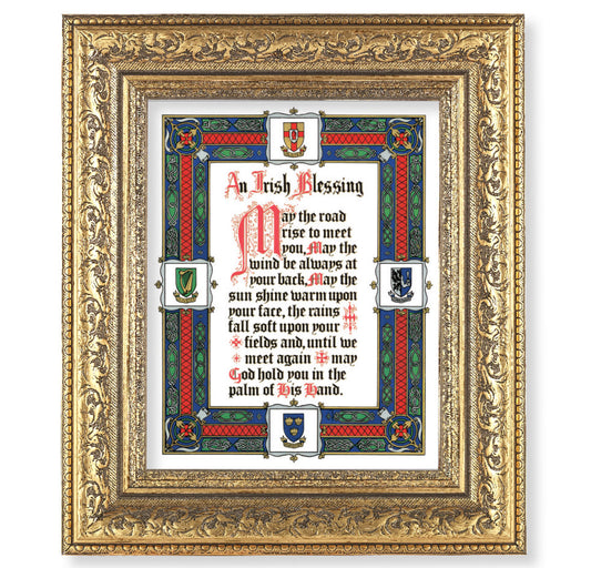 Irish Blessing Gold-Leaf Antique Framed Art