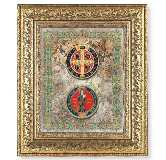 Medals of St. Benedict Gold-Leaf Antique Framed Art