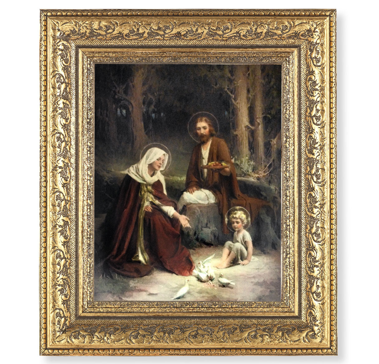 Holy Family Gold-Leaf Antique Framed Art